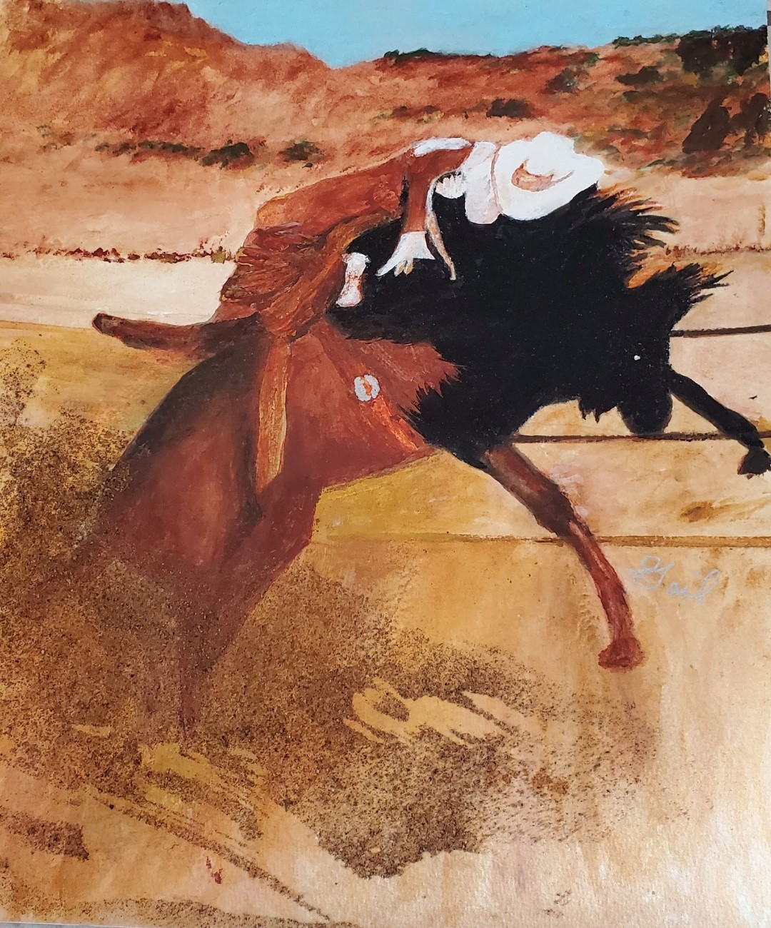 Gail Nellans Art - Bronco Busting at the Double S Ranch